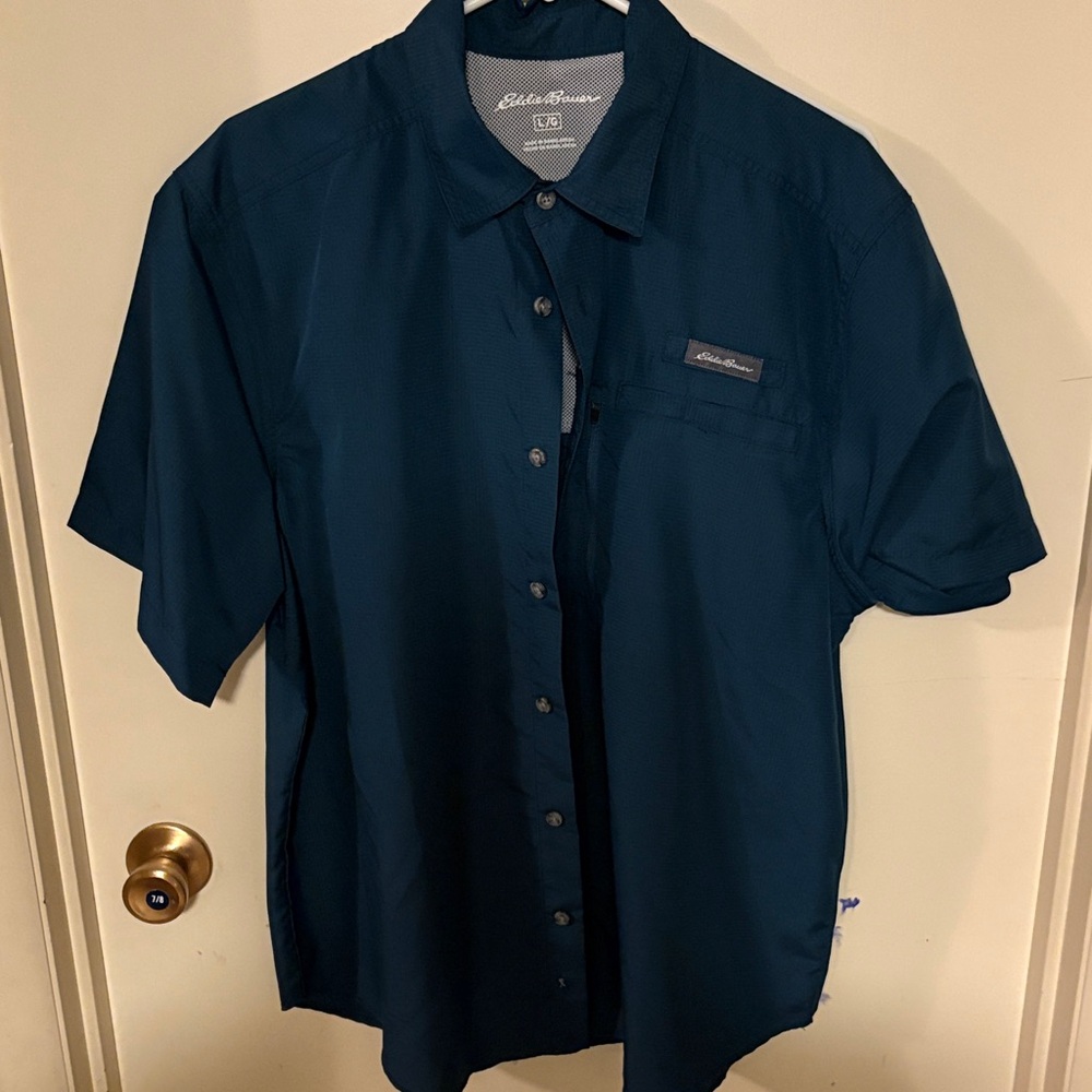 Eddie Bauer Men's Dark Teal Button Down Shirt